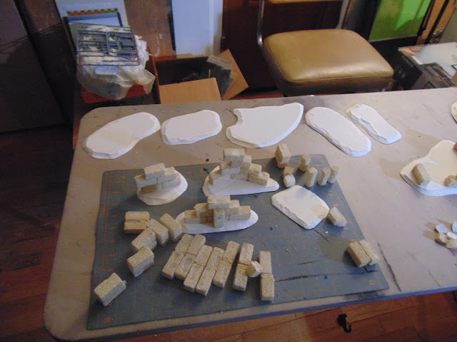Foamcore bases for Frostgrave Low Ruins & Walls