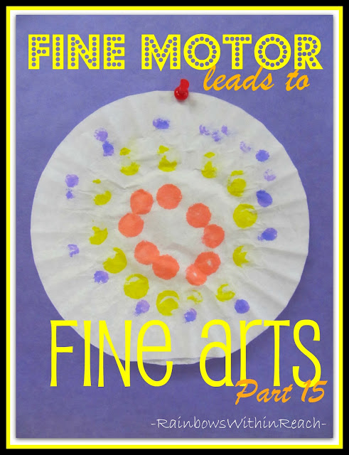Photo of: coffee filter painting with paint daubers, Fine Motor Leads to Fine Arts