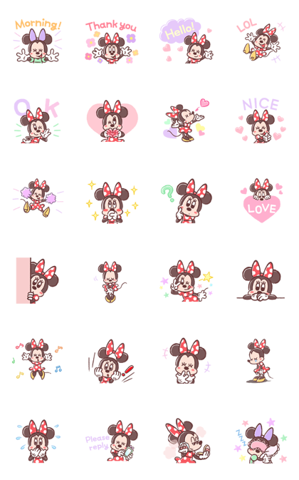 LINE Official Stickers - Minnie Mouse: Pastel Prettiness