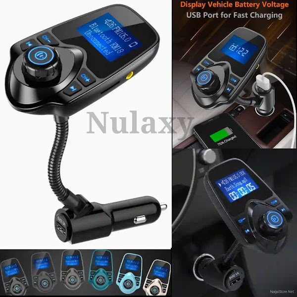 Nulaxy KM18 Car FM Bluetooth Radio Music Player - Wireless Audio-Sound Stereo Transmitter/Receiver with USB Charger Port for Smart Mobile Devices and Gadgets