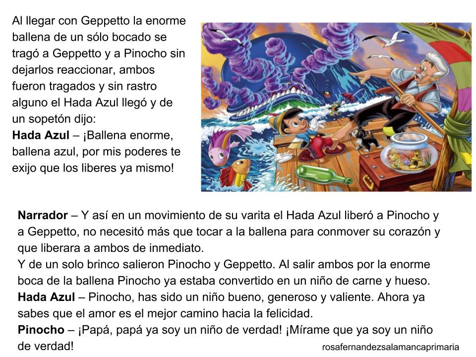 Cuentos infantiles Pinocho. Guión teatral. Cuento popular para leer y ver las imágenes.