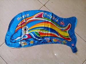 Balon Foil Character Happy Dolphin Metalik Biru