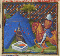 manuscrit Français 120 : Lancelot-Graal. 4. Date d'édition : 1301-1400 - miniature folio 505r. Bibliothèque Nationale de France, Département des manuscrits - Paris