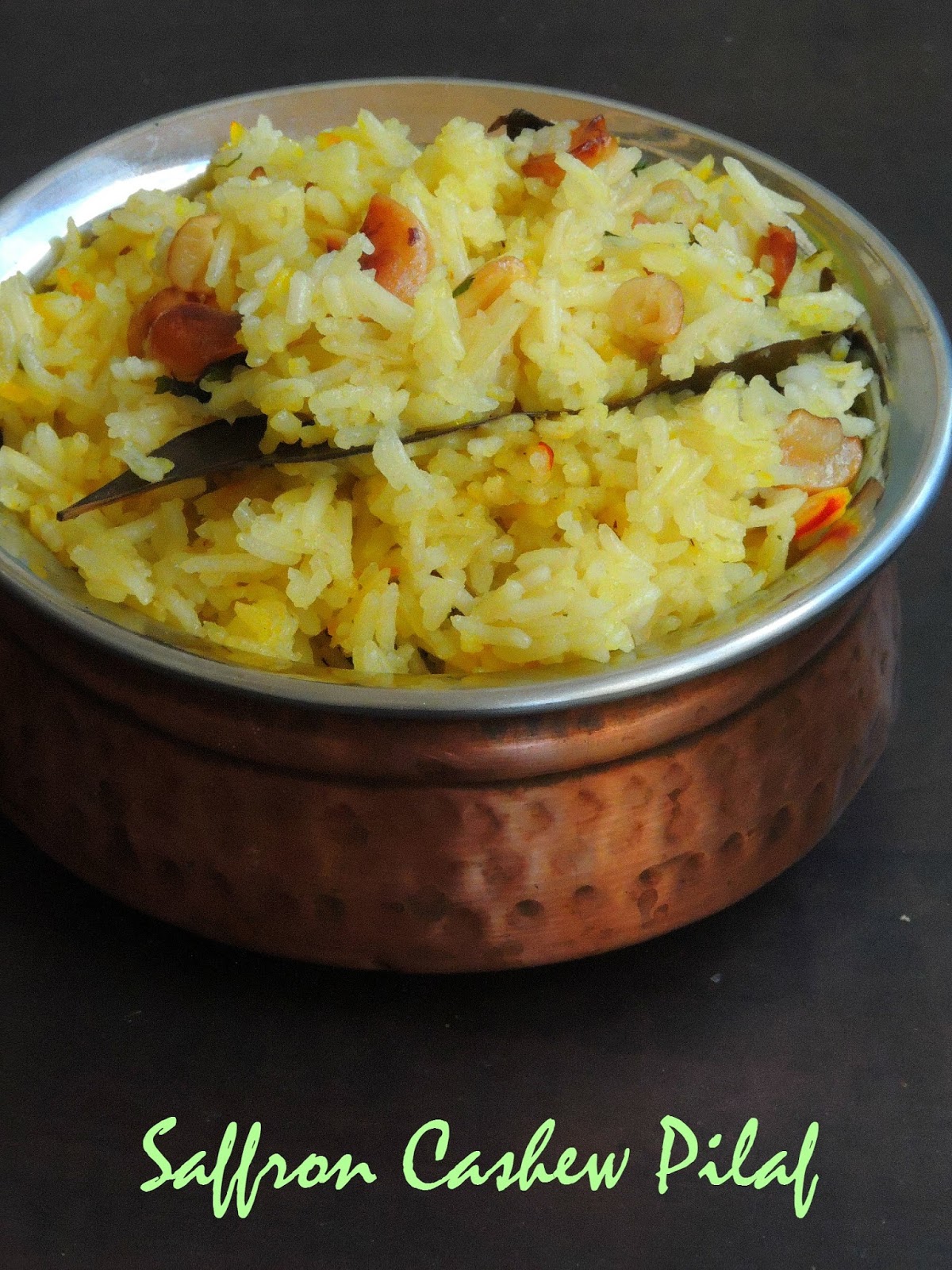 Priya's Versatile Recipes Vegan Saffron Cashew Pilaf