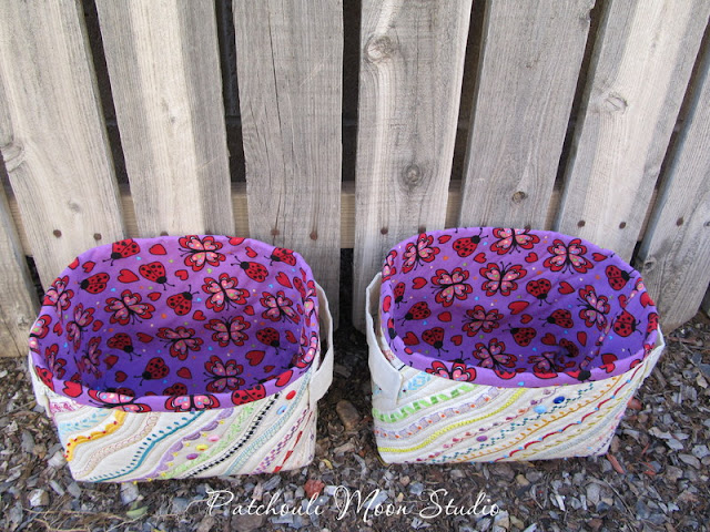 Patchouli Moon Studio~ Fabric Basket with Decorative Stitches
