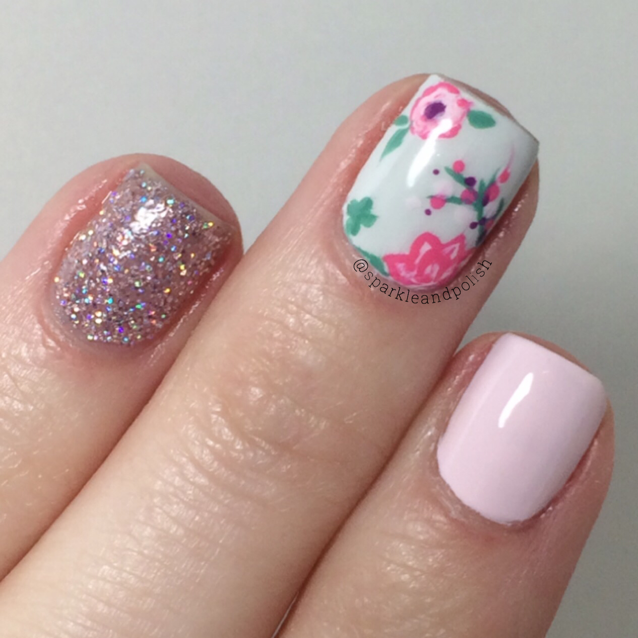 A Little Sparkle and Polish Pastel Flower Nail Art