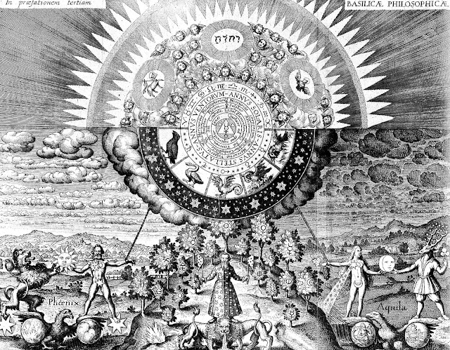 Alchemical illustration from Opus Medico-Chymicum, in the "Basilica Philosophica" section, by Johann Daniel Mylius (1618)