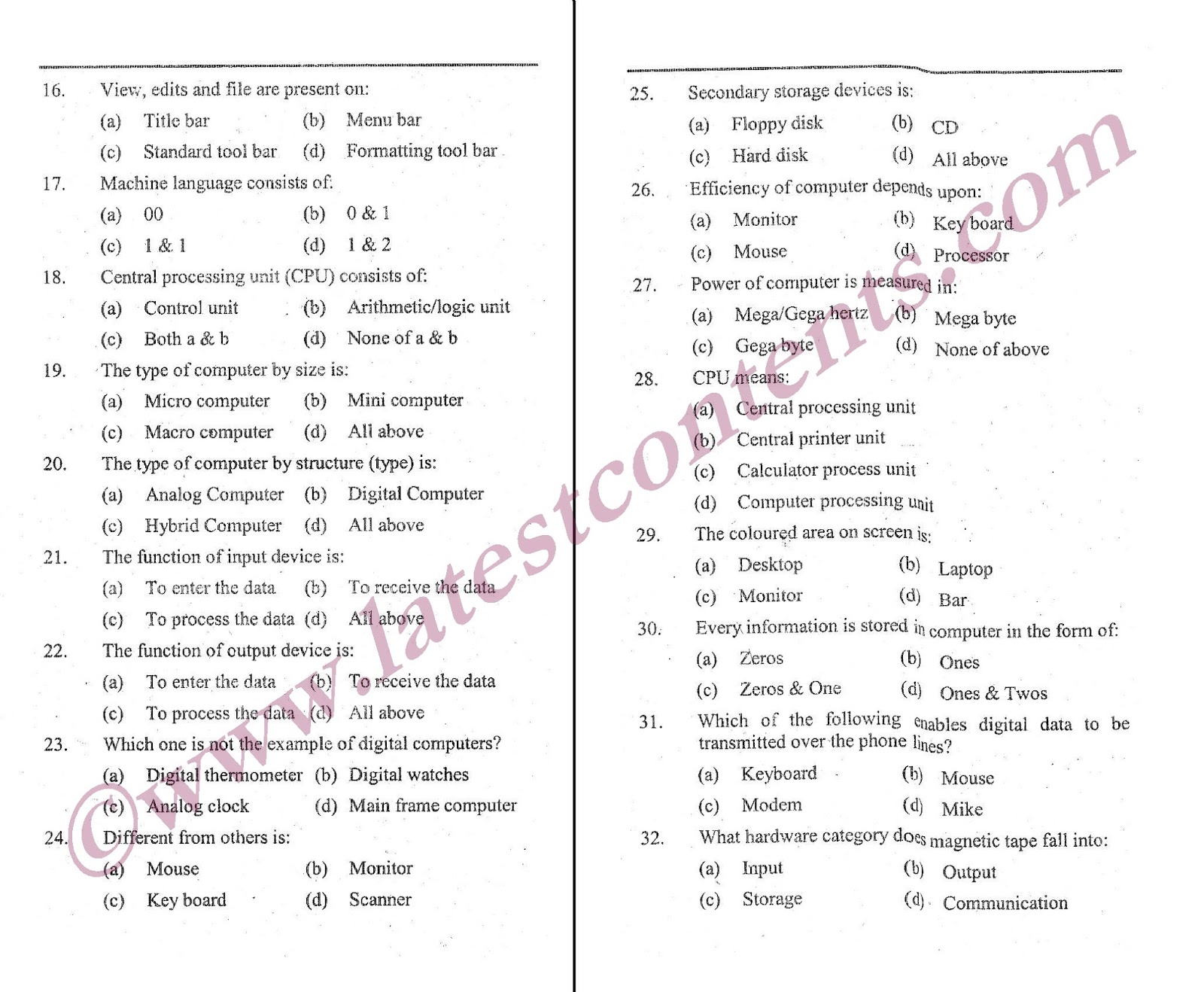 KNOWLEDGE FOR ALL Computer Basics MCQS for Headmaster and other