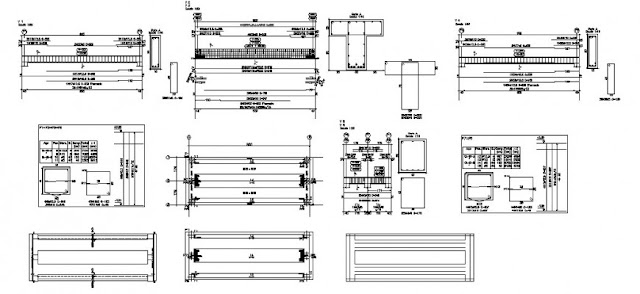 NINE METERS BRIDGE ELEVATION, SECTION AND CONSTRUCTION CAD DRAWING DETAILS DWG FILE
