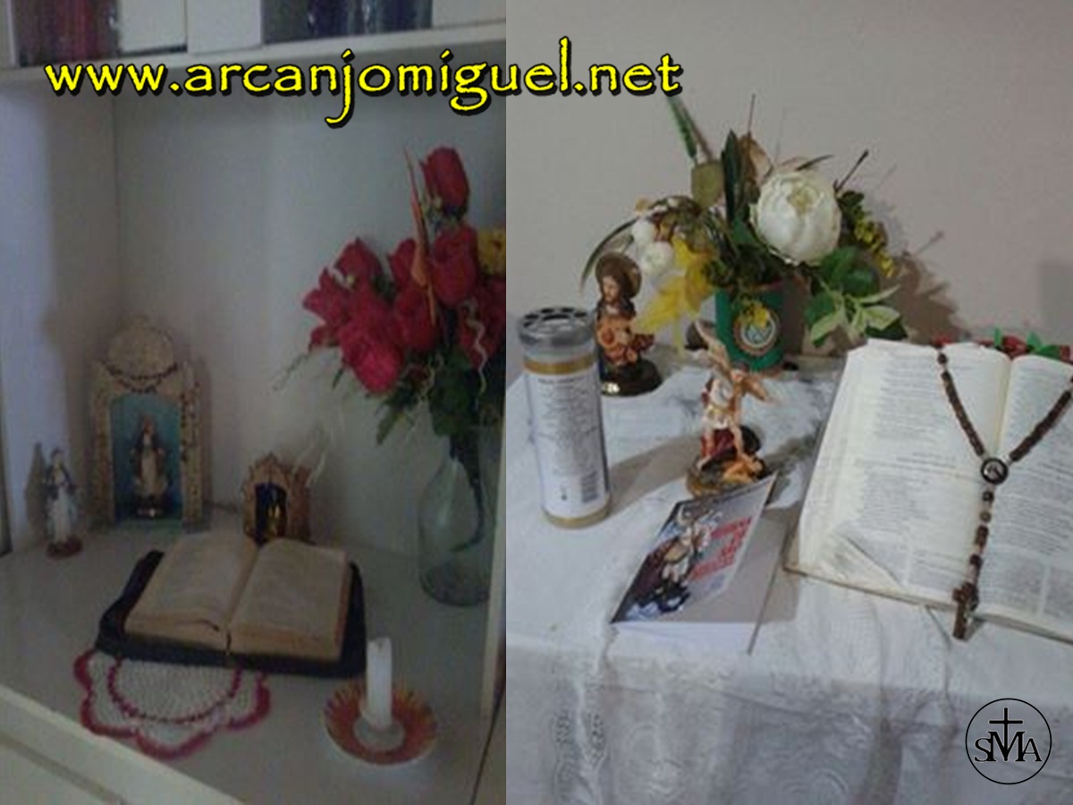 Oratório – altar- ArcanjoMiguel - oracao poderosa - são miguel arcanjo, são Gabriel, São Rafael, Anjo da Guarda, Quaresma - protetor- exorcismo