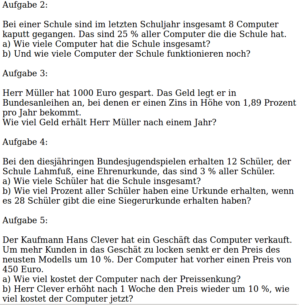 mathe prozentrechnung aufgaben mathe prozentrechnung aufgaben