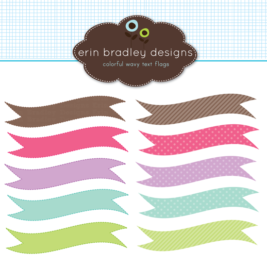 Erin Bradley Designs NEW! A Day in the Park & Colorful Wavy Text Flag