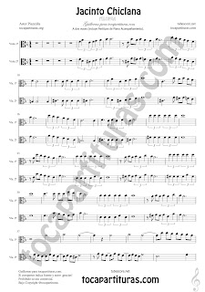 Viola Partitura a dos voces de Jacinto Chiclana Sheet Music for Viola Music Score