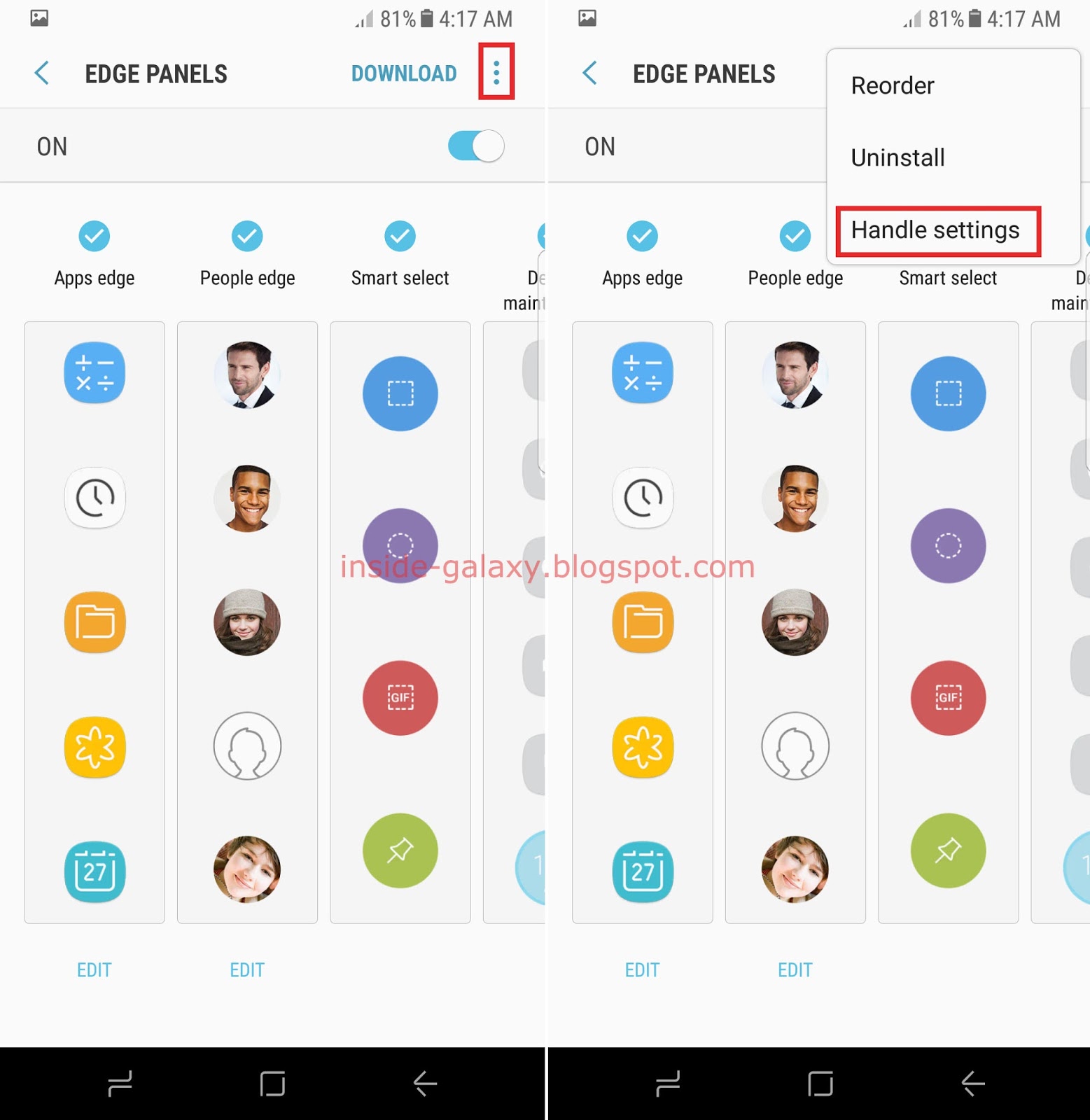 Inside Galaxy Samsung Galaxy S8 How to Change Active Edge Screen in