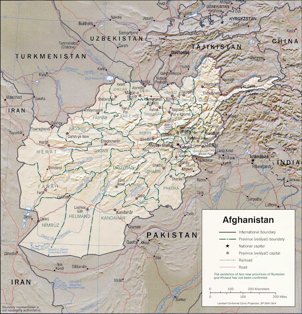 Picture of Afghanistan map in 2001