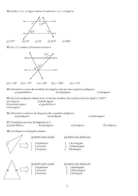 EXERCÍCIOS 8o ANO ÂNGULOS