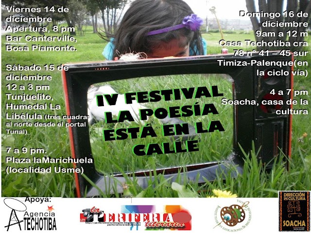 La Periferia Literaria invita al IV Festival “La poesía está en la calle”, en la Plaza La Marichuela, Usme