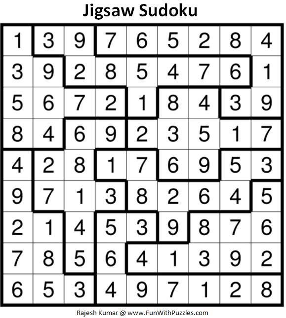 Jigsaw Sudoku Puzzle (Fun With Sudoku 390)