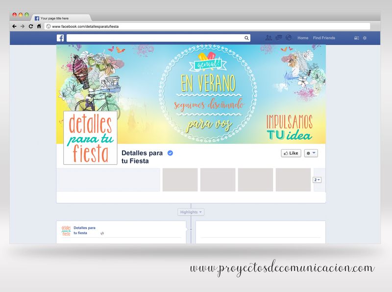 Detalles para tu fiesta - Diseño de portada de facebook verano / Proyectos  de Comunicación