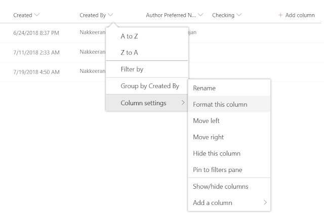 Option to formatting the SharePoint field/column