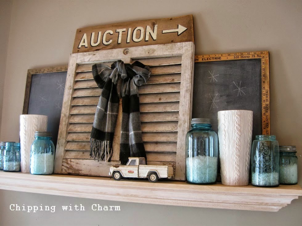 Chipping with Charm: Cozy Winter Mantel 2014...http://chippingwithcharm.blogspot.com/