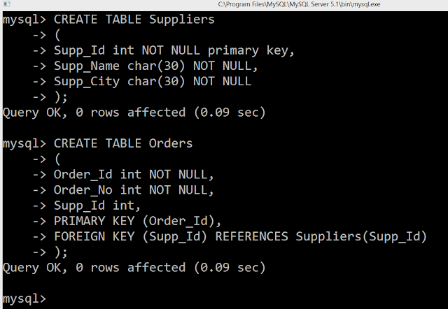 How to create foreign key in Mysql