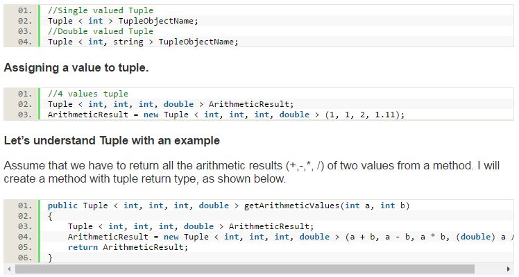 C# Blogs: Tuples In C#