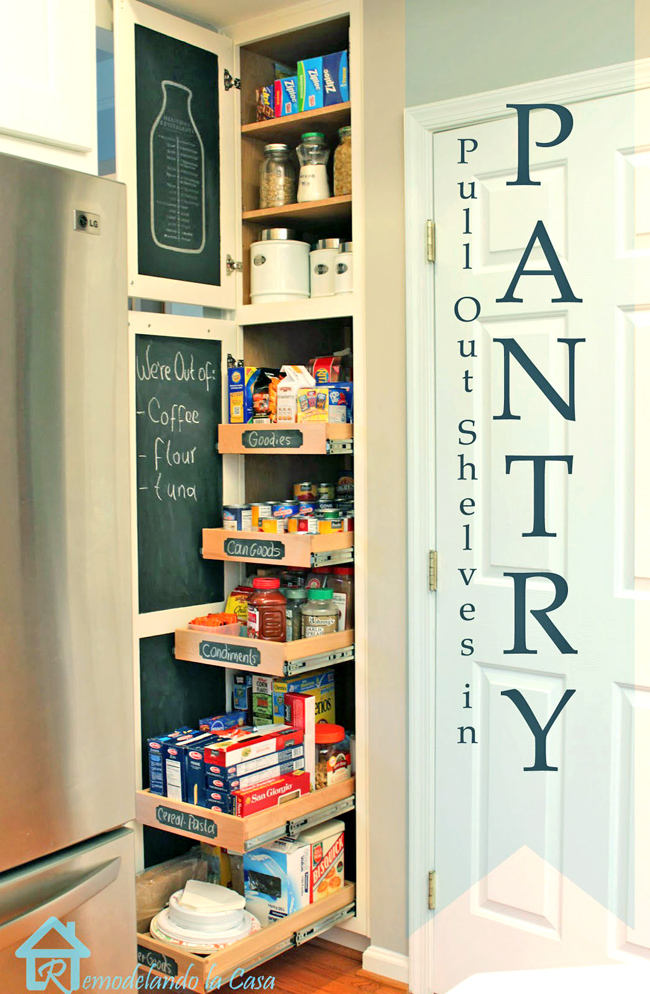 Kitchen Organization - Pull Out Shelves in Pantry - Remodelando la Casa