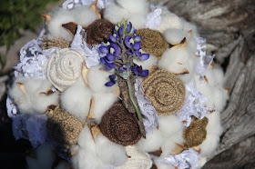 Burlap Cotton and Lace Wedding Bouquet