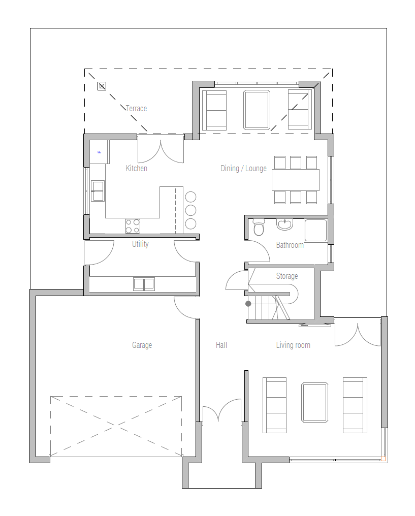 Modern Affordable House Plan, Floor 1