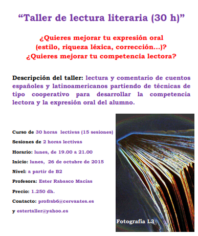 TALLER DE LECTURA 26 DE OCTUBRE DE 2015
