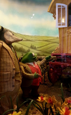 Detail of one of the one-twelfth-scale Wind in the Willows scenes at Mr Badger's cafe.