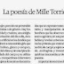 Columna de Daniel Rojas Pachas en la Linterna de Papel: Sobre la poesía de Mille Torrico