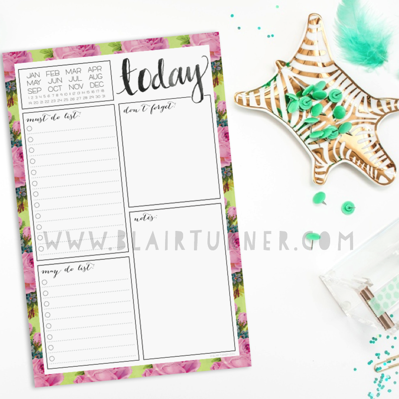 Flowered Daily Planner Notepad