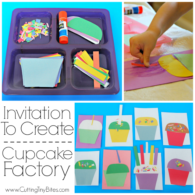 Invitation To Create: Cupcake Factory. Open ended creative craft for kids. Great for color recognition & fine motor development. Perfect for toddlers and preschoolers.