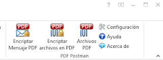 PDF Postman email encryption buttons shown in Outlook 2013 in Spanish language.