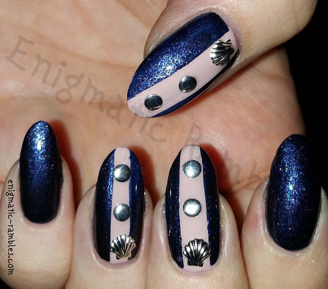Sea-Shell-Studded-Stud-Nails-Nail-Art