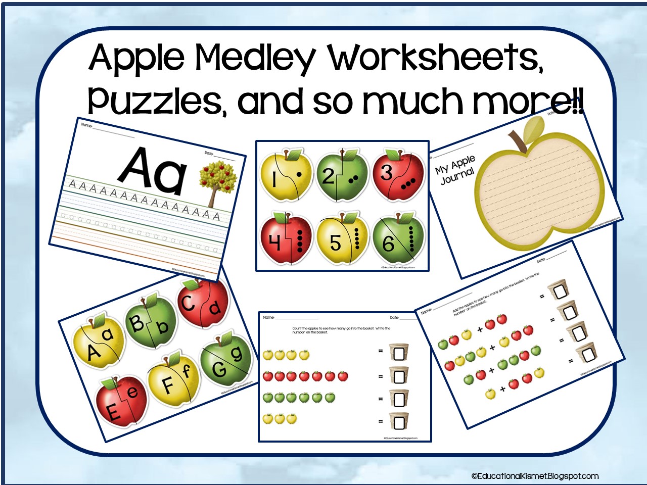 Educational Kismet Apple Medley Worksheets, Puzzles, and so much more!!