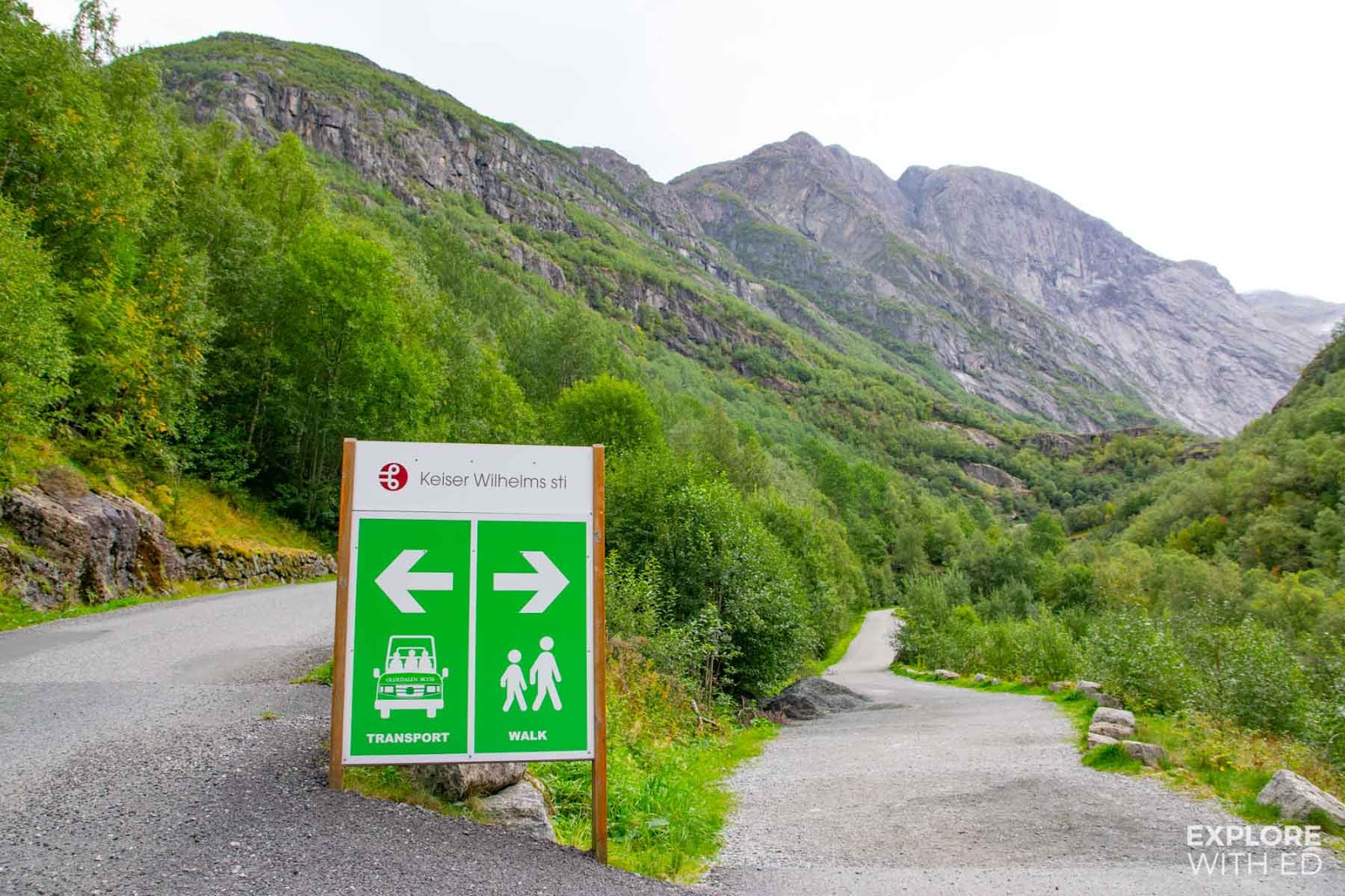Transport and walking option at the Briksdal Glacier