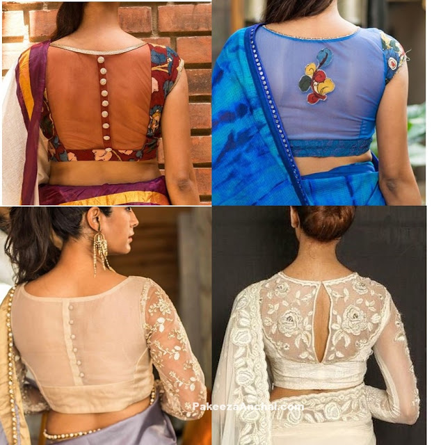 New Trend of Sheer Net Blouse Back Styles 2017