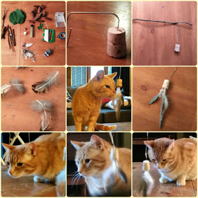 DIY Twig and Feather Cat Toy Tutorial.