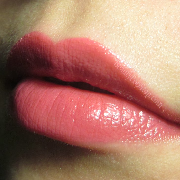 milani power lip lasting and moisturizing gloss stain macaroon swatch