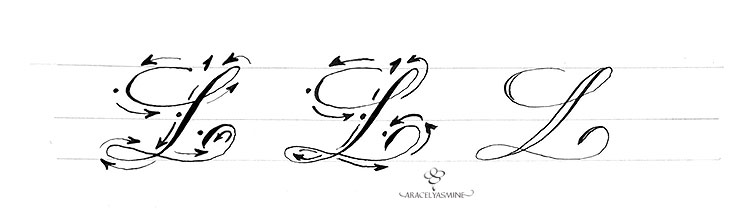 caligrafia copperplate cursiva inglesa aprende escribir letra L