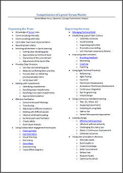 scrum competencies organising