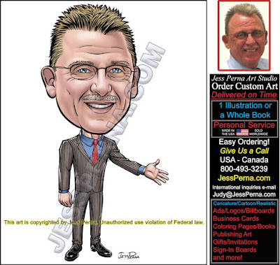 Smiling Real Estate in Suit Caricature Ad