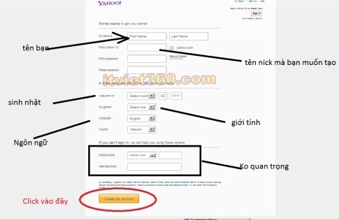 Đăng ký Yahoo mail