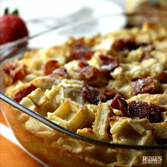 Breakfast Casserole with Bacon in casserole dish