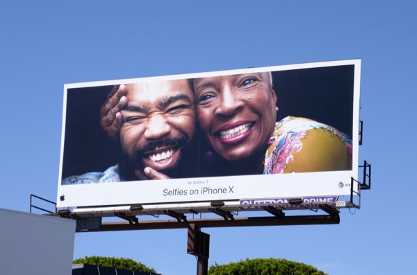 Selfies on iPhone X Quincy T billboard Beverly Boulevard Selfies on iPhone X Quincy T billboard