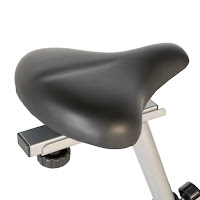 Ergonomic padded seat, 4-way adjustable up/down, forward/backward, on ProGear 100s spin bike