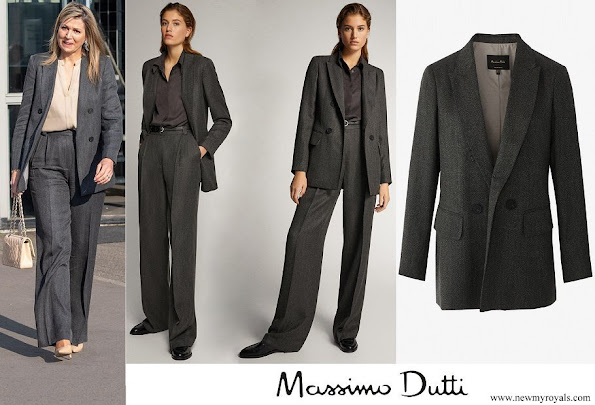 Queen Maxima wore Massimo Dutti herringbone blazer